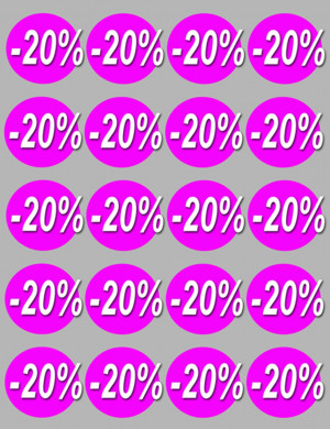 Soldes remise 20% rond (20 fois 5cm) - Sticker/autocollant