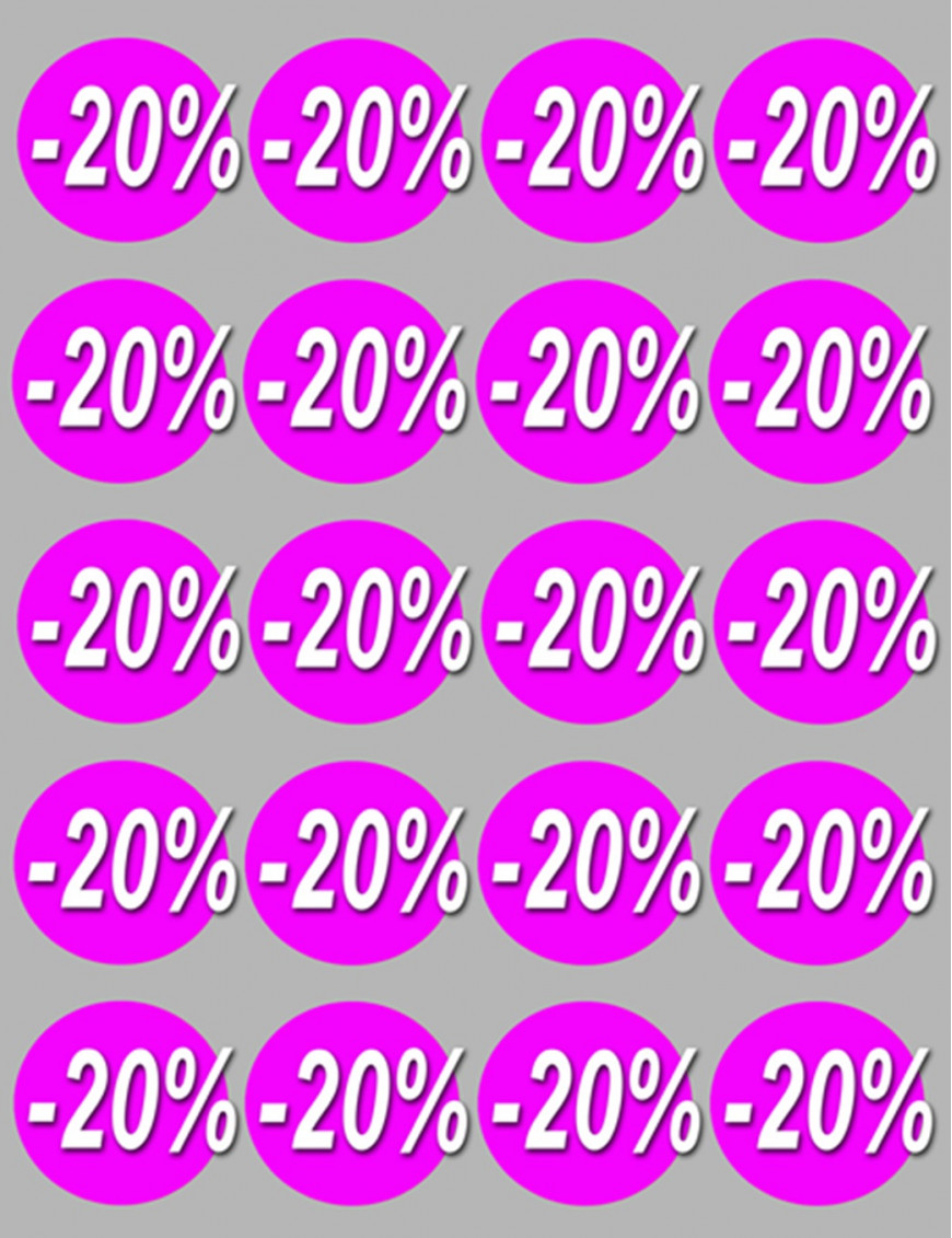 Soldes remise 20% rond (20 fois 5cm) - Sticker/autocollant