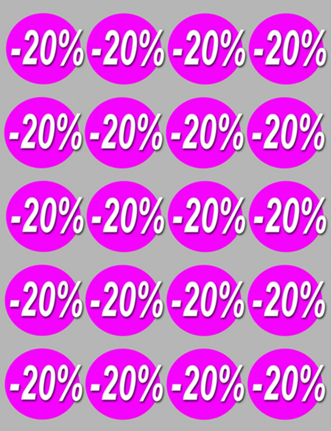 Soldes remise 20% rond (20 fois 5cm) - Sticker/autocollant