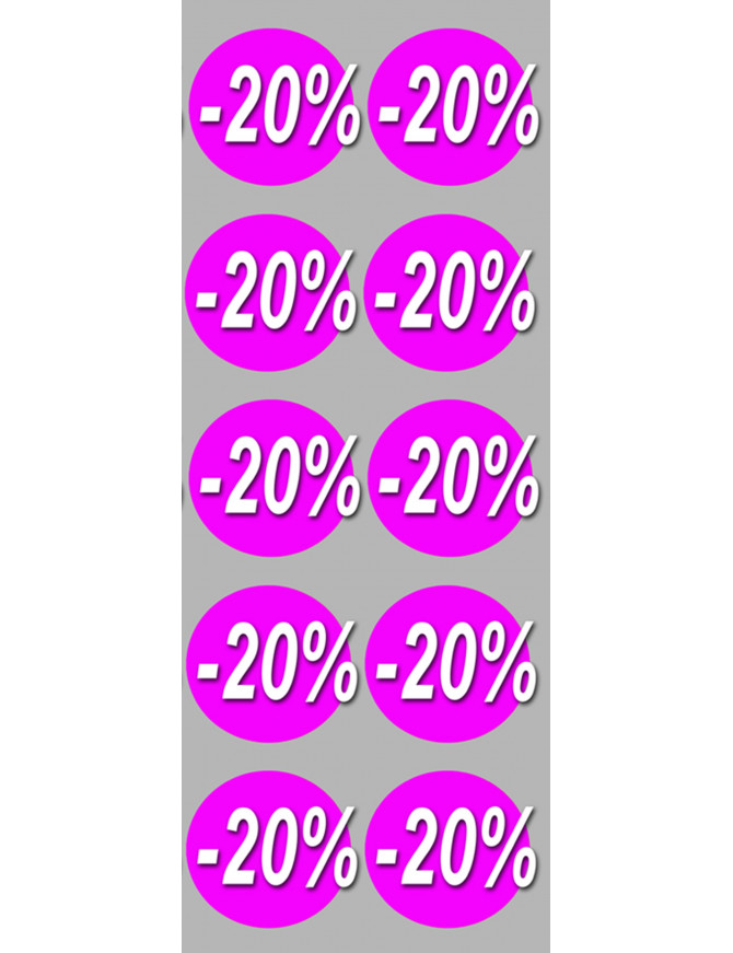 Soldes remise 20% rond (10 fois 5cm) - Sticker/autocollant