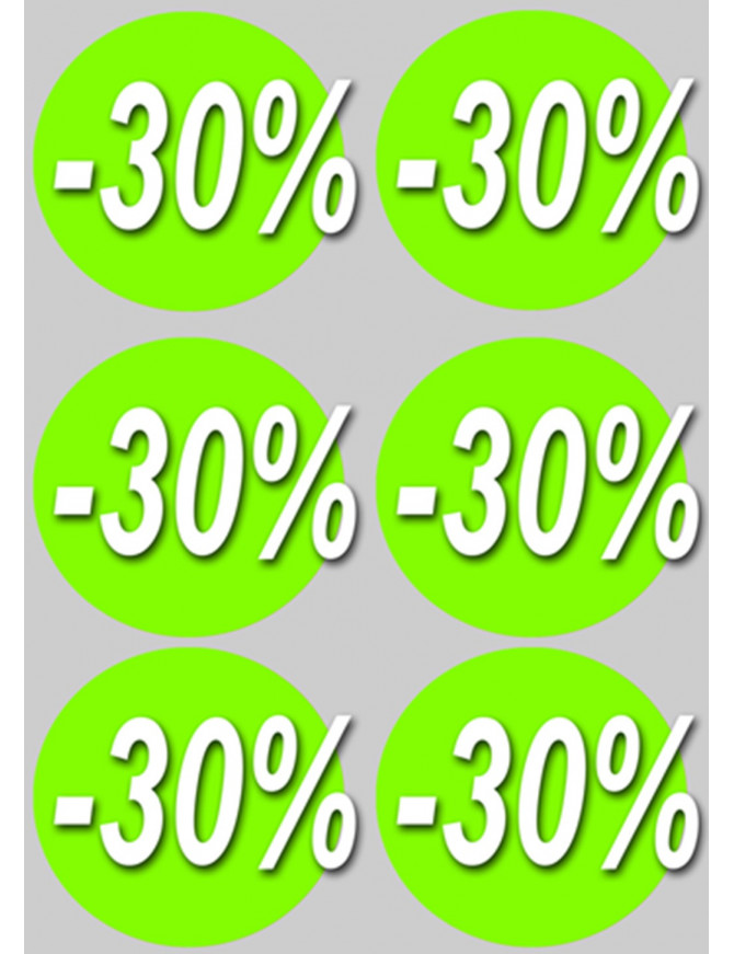 Soldes remise 30% rond (6 fois 10cm) - Sticker/autocollant