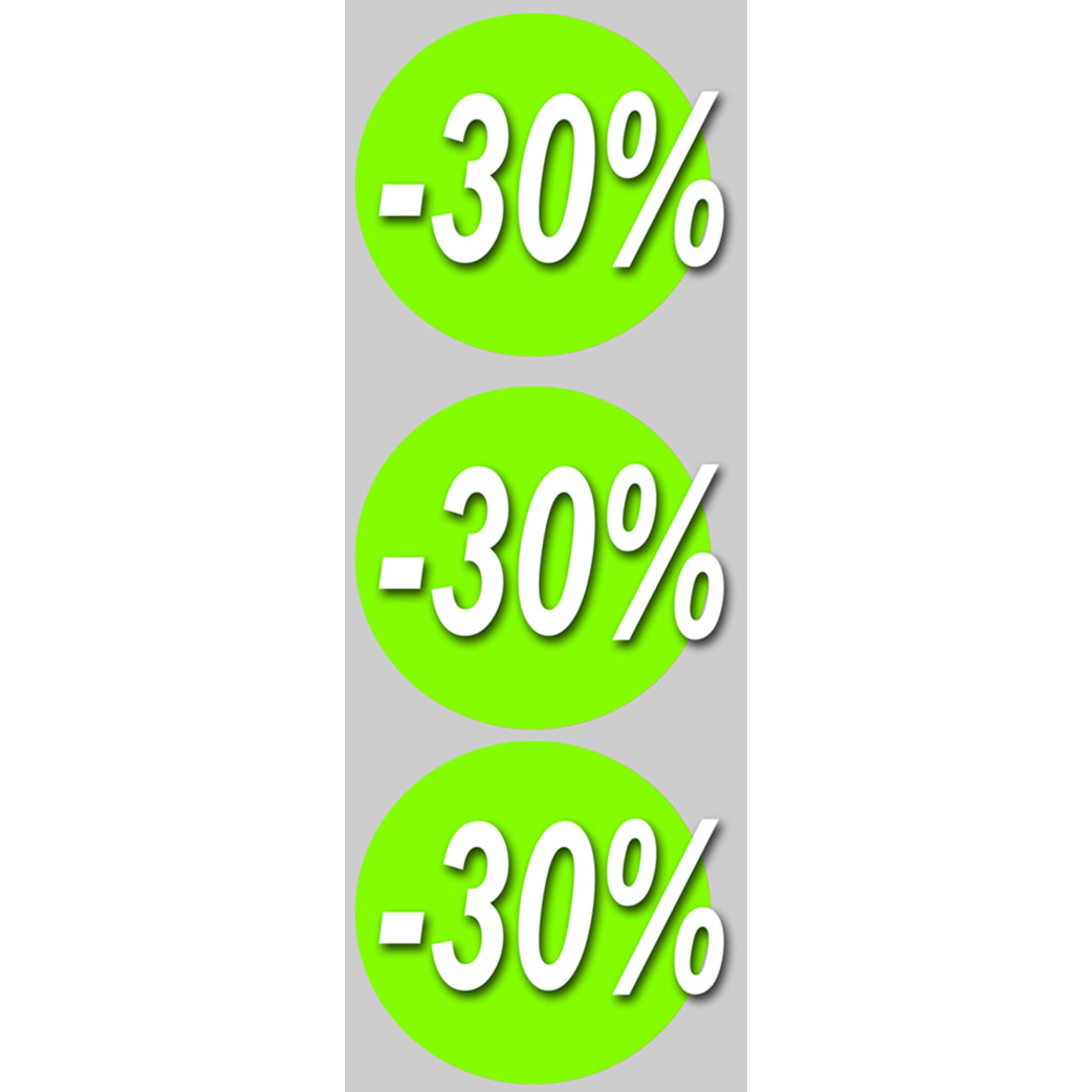 Soldes remise 30% rond (3 fois10cm) - Sticker/autocollant