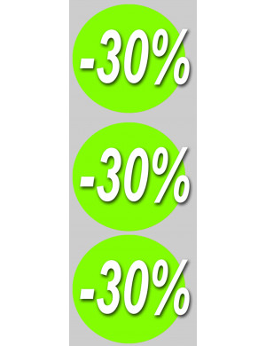 Soldes remise 30% rond (3 fois10cm) - Sticker/autocollant