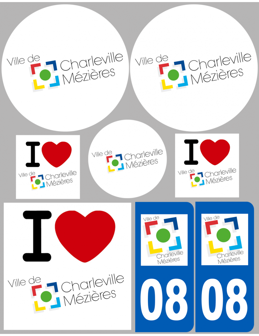 Charleville-Mézières (8 autocollants variés) - Sticker/autocollant