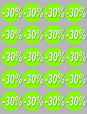 Soldes remise 30% rond (20 fois 5cm) - Sticker/autocollant