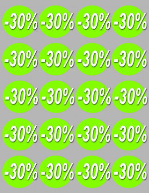 Soldes remise 30% rond (20 fois 5cm) - Sticker/autocollant