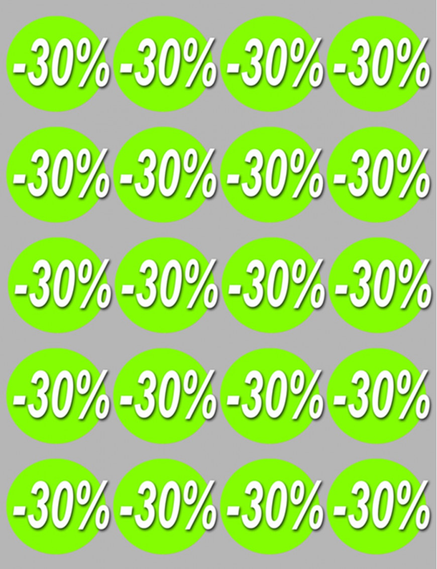 Soldes remise 30% rond (20 fois 5cm) - Sticker/autocollant