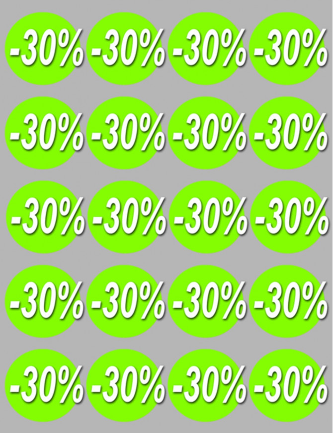 Soldes remise 30% rond (20 fois 5cm) - Sticker/autocollant