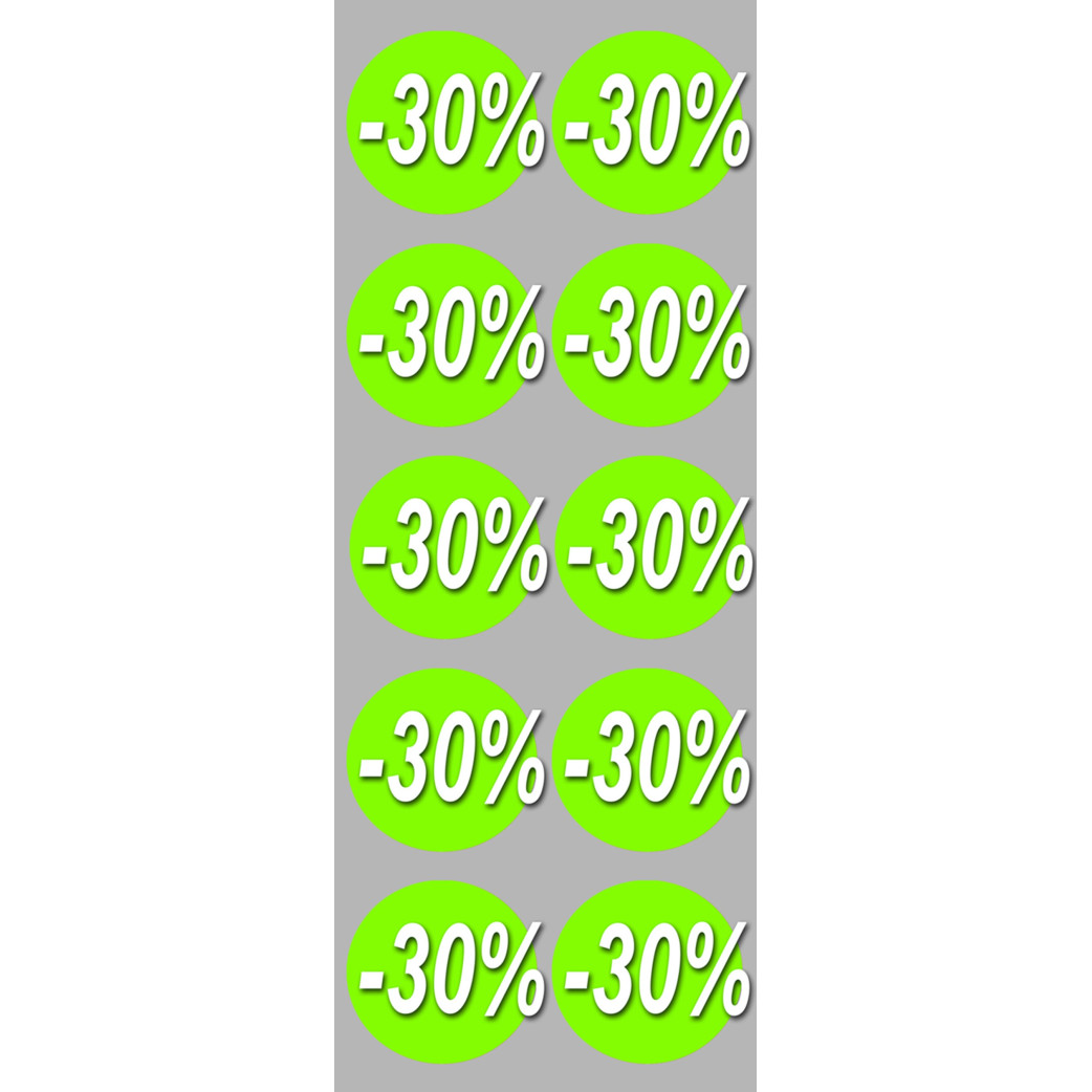 Soldes remise 30% rond (10 fois 5cm) - Sticker/autocollant