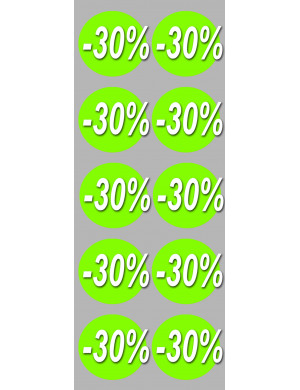 Soldes remise 30% rond (10 fois 5cm) - Sticker/autocollant