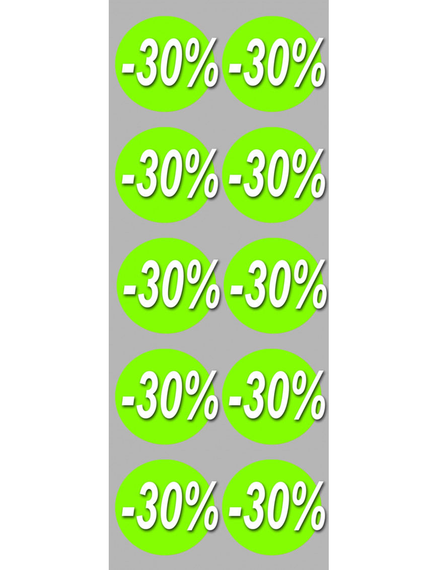 Soldes remise 30% rond (10 fois 5cm) - Sticker/autocollant