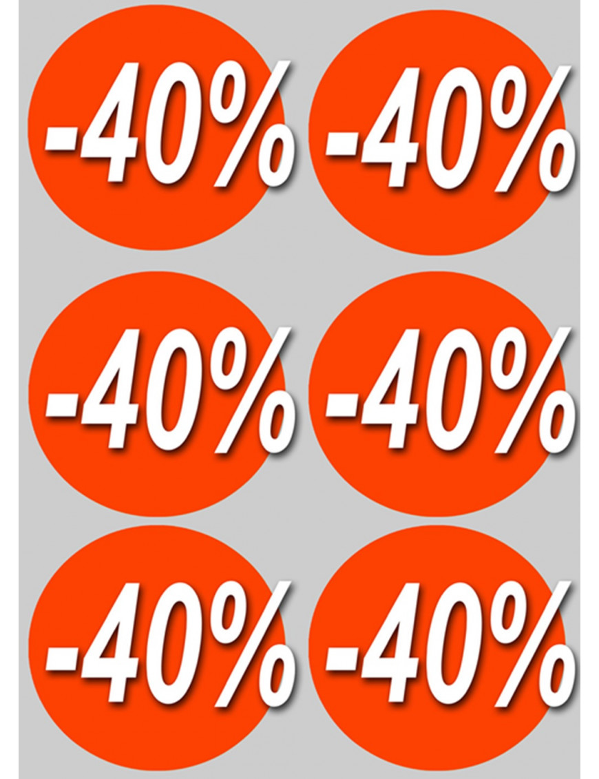 Soldes remise 40% (6 fois 10cm) - Sticker/autocollant