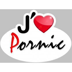 j'aime Pornic - 5x3.7cm - Sticker/autocollant