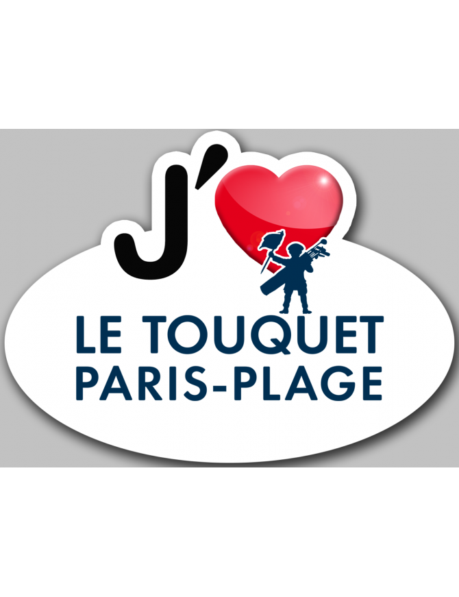 j'aime Le Touquet-Paris-Plage (5x3.7cm) - Sticker/autocollant