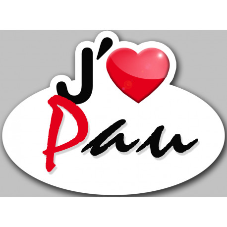 j'aime Pau - 5x3.7cm - Sticker/autocollant