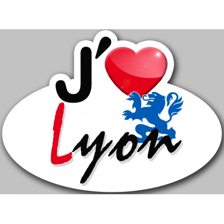 j'aime Lyon - 5x3.7cm - Sticker/autocollant