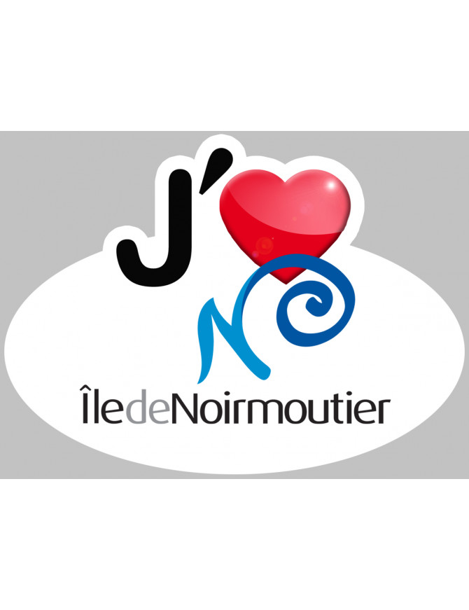 j'aime l'Ile de Noirmoutier - 5x3.7cm - Sticker/autocollant