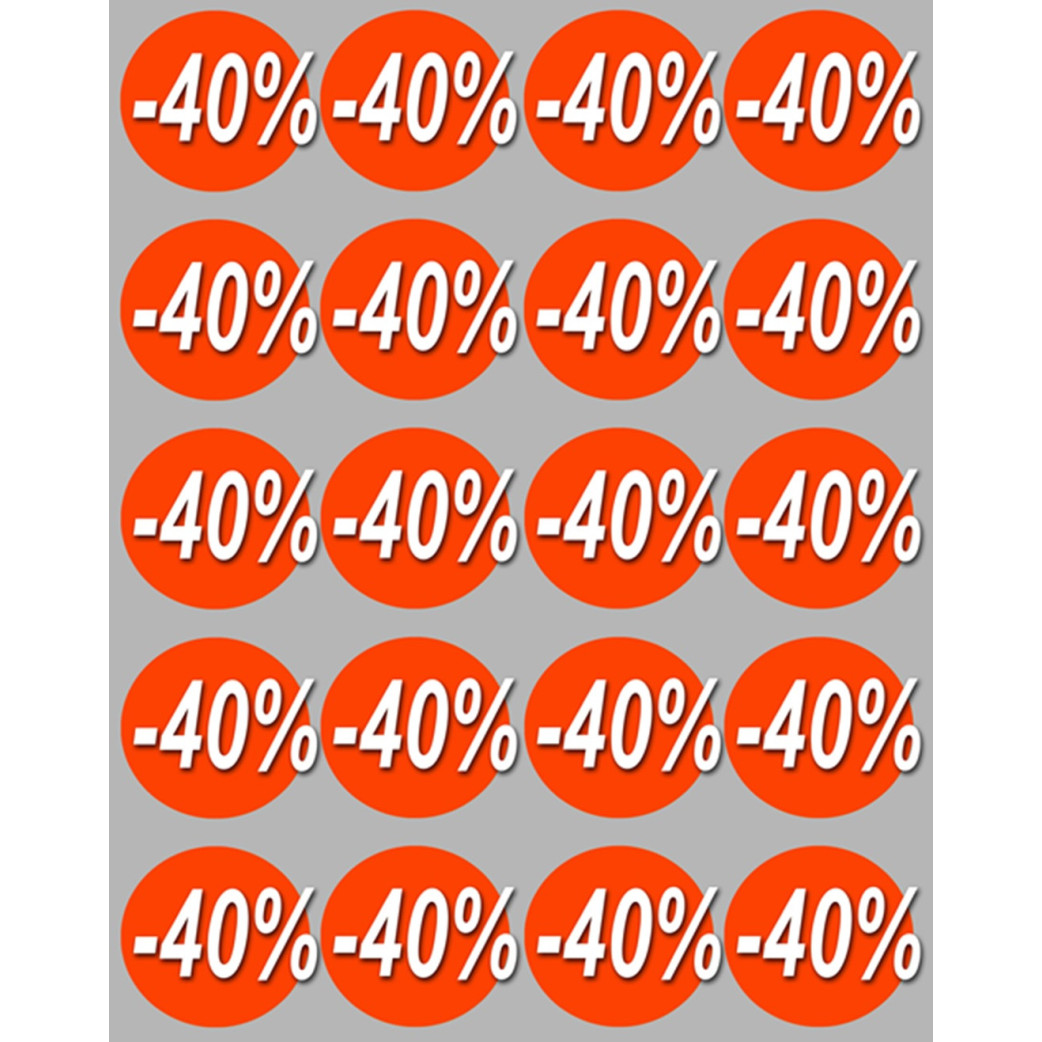 Soldes remise 40% (20 fois 5cm) - Sticker/autocollant