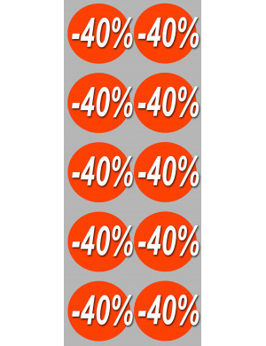 Soldes remise 40% (10 fois 5cm) - Sticker/autocollant