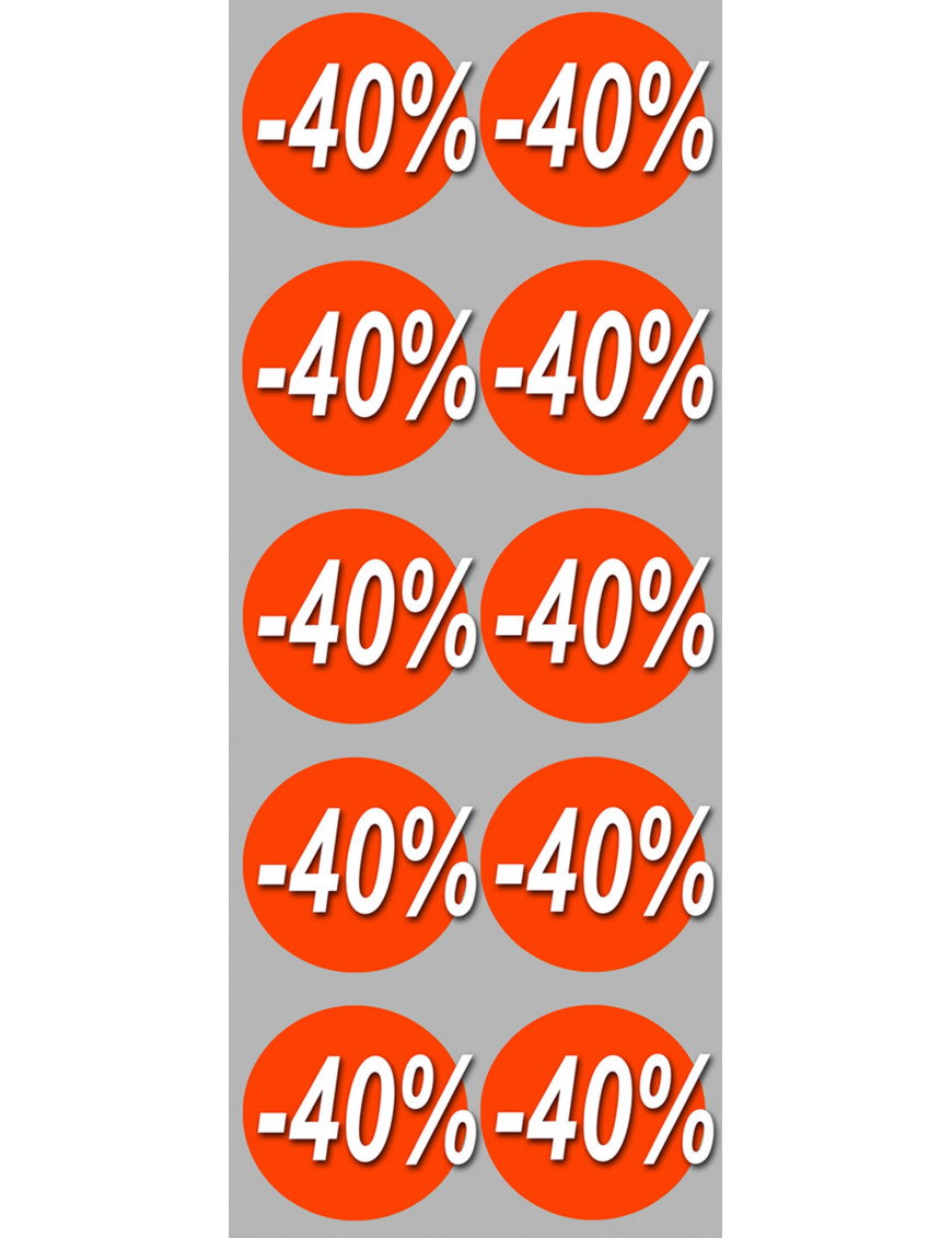 Soldes remise 40% (10 fois 5cm) - Sticker/autocollant