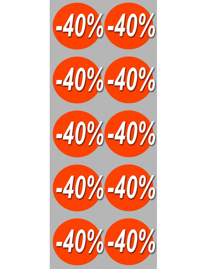 Soldes remise 40% (10 fois 5cm) - Sticker/autocollant