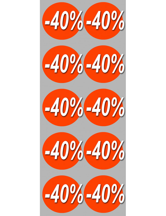 Soldes remise 40% (10 fois 5cm) - Sticker/autocollant