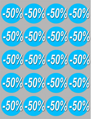 Soldes remise 50% (20 fois 5cm) - Sticker/autocollant