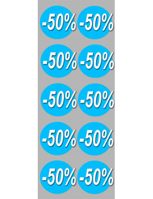 Soldes remise 50% (10 fois 5cm) - Sticker/autocollant