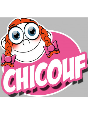 Chicouf fille - 15x13cm - Sticker/autocollant