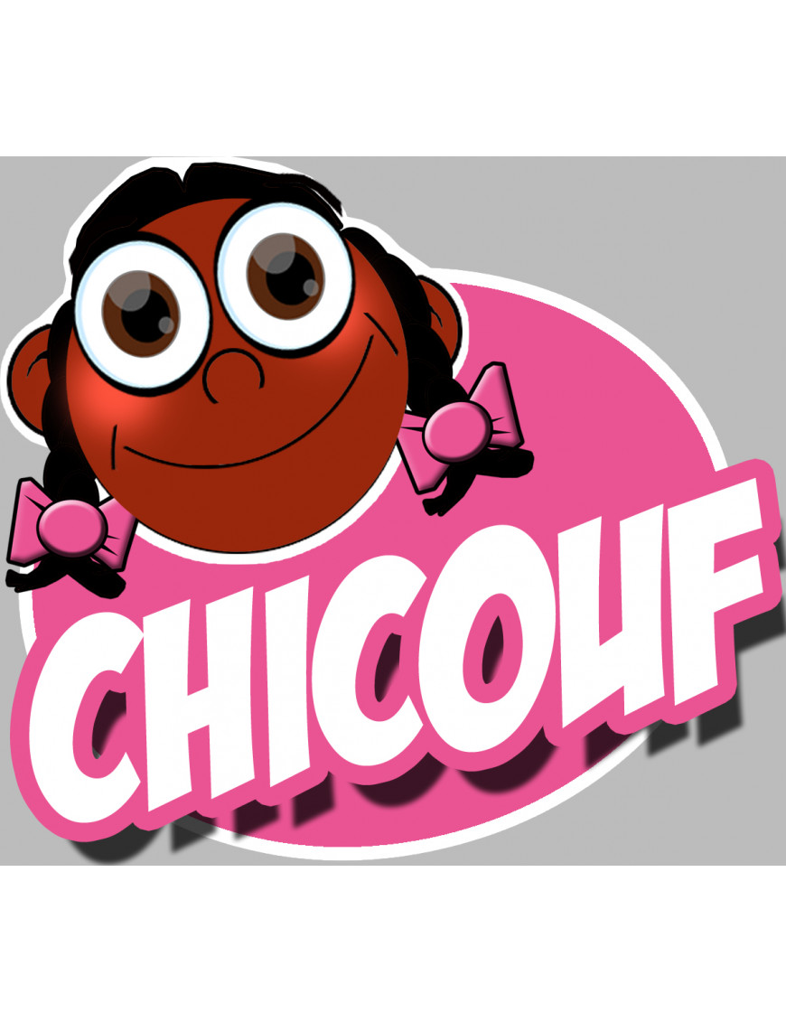 Chicouf fille afro - 15x13cm - Sticker/autocollant