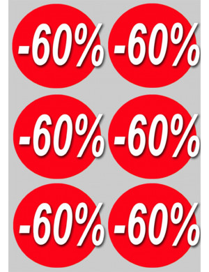 remise 60% (6fois 10cm) - Sticker/autocollant