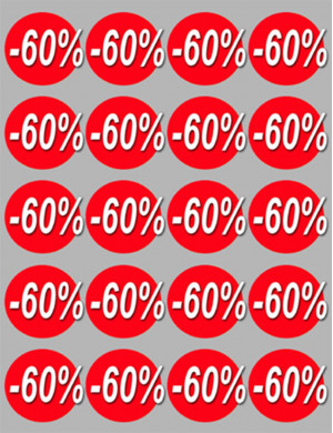 remise 60% (20fois 5cm) - Sticker/autocollant