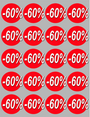 Soldes remise 60% (20 fois 5cm) - Sticker/autocollant