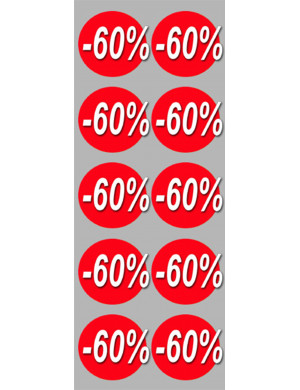 remise 60% (10fois 5cm)  - Sticker/autocollant