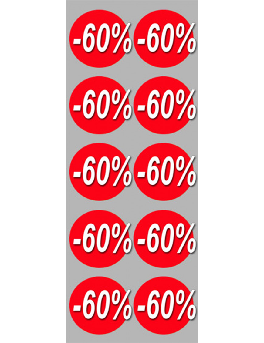 remise 60% (10fois 5cm)  - Sticker/autocollant