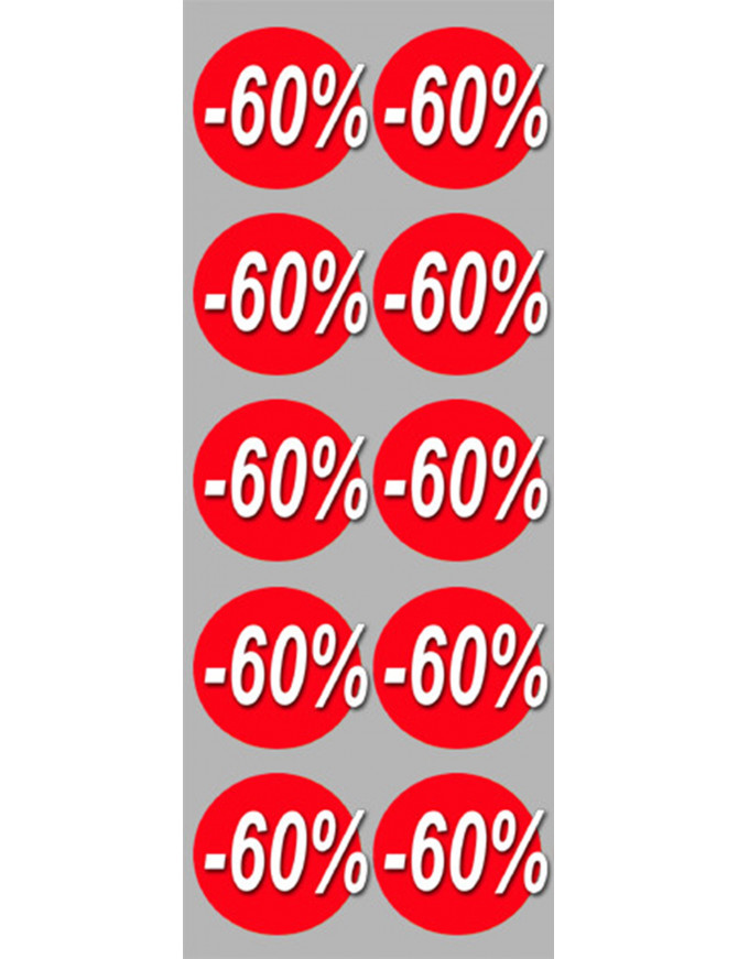 remise 60% (10fois 5cm)  - Sticker/autocollant