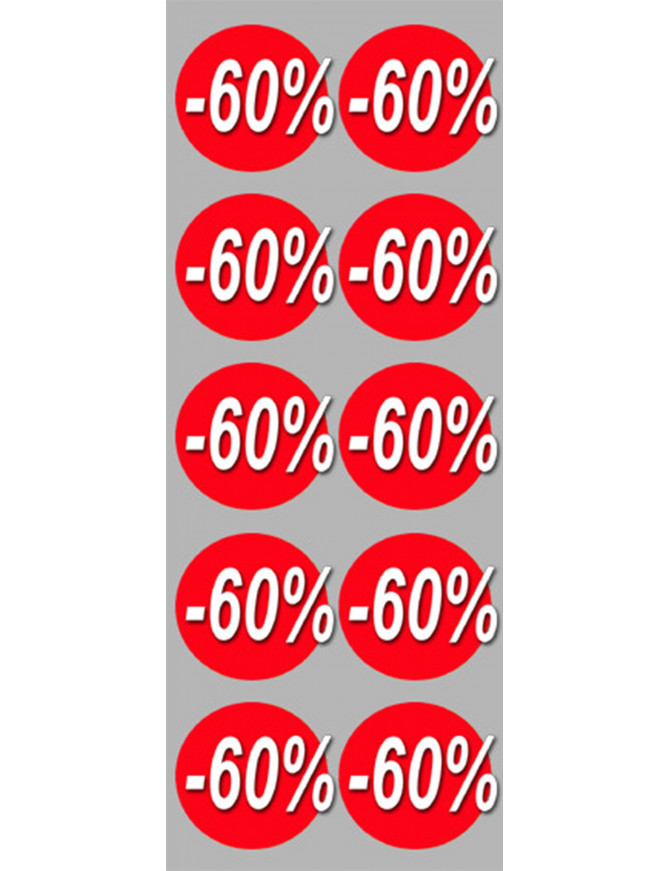 Soldes remise 60% (10 fois 5cm)  - Sticker/autocollant