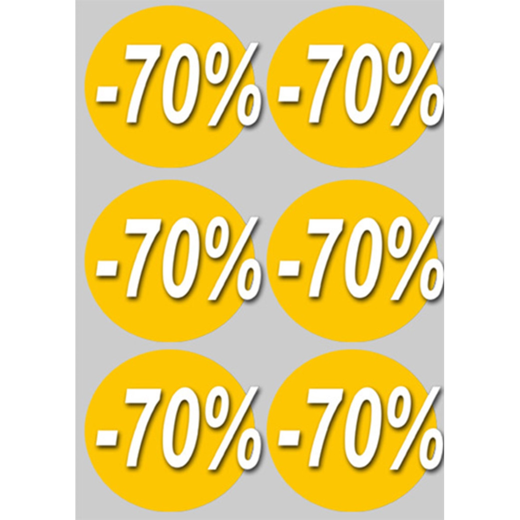 Soldes remise 70% (6 fois 10cm)  - Sticker/autocollant