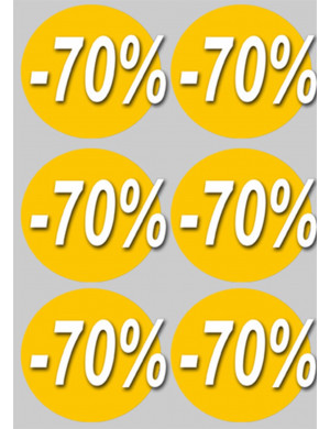 Soldes remise 70% (6 fois 10cm)  - Sticker/autocollant
