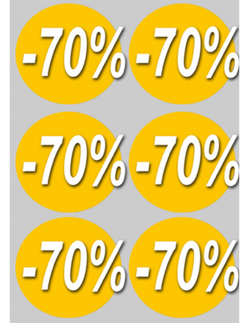 Soldes remise 70% (6 fois 10cm)  - Sticker/autocollant