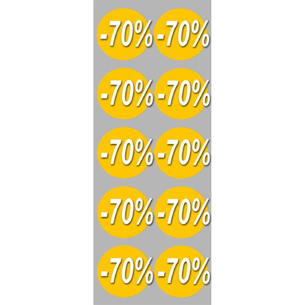 Soldes remise 70% (10 fois 5cm)  - Sticker/autocollant
