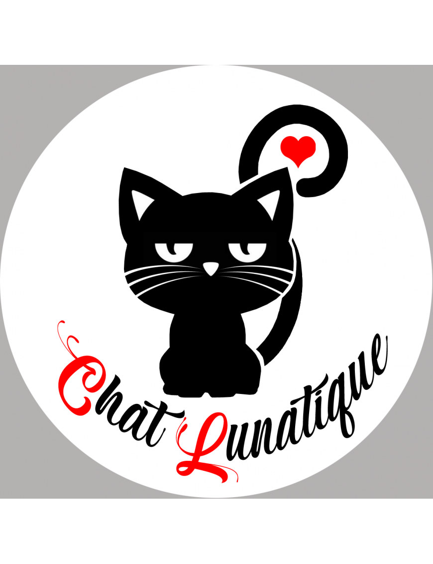 chat lunatique - 20x20cm - Sticker/autocollant