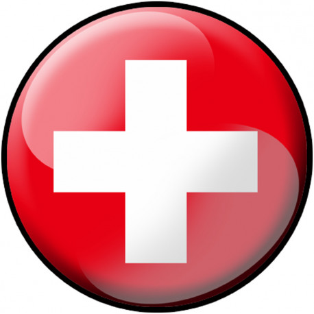 drapeau Suisse rond - 5cm - Sticker/autocollant drapeau Suisse rond - 5cm - Sticker/autocollant