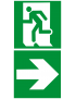 sortie de secours droite dessous (2fois 5x5cm) - sticker/autocollant