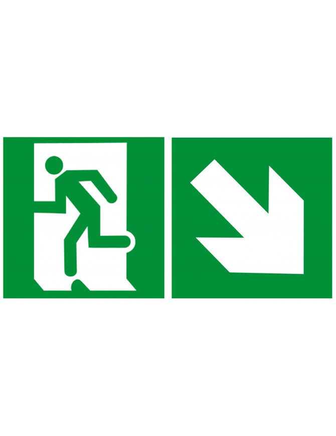 sortie de secours droite bas (2fois 20x20cm) - sticker/autocollant