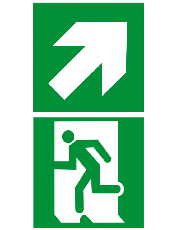sortie de secours haut droite (2fois 5x5cm) - sticker/autocollant