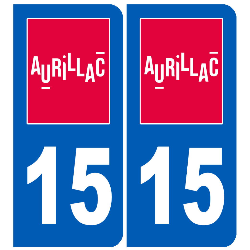 Immatriculation Aurillac 15 (2 fois 4.6x10.2cm) - Sticker/autocollant