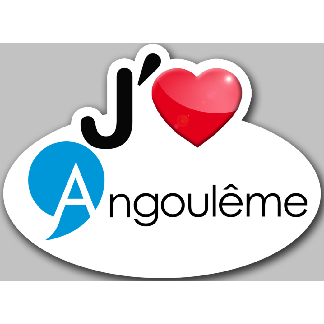 J'aime Angoulême - 5x3.7cm - Sticker/autocollant