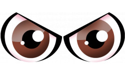 Paire d'yeux marrons - 14x6cm - Sticker/autocollant