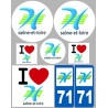 département 71 Saône et Loire - kit 8 stickers - Sticker/autocollant